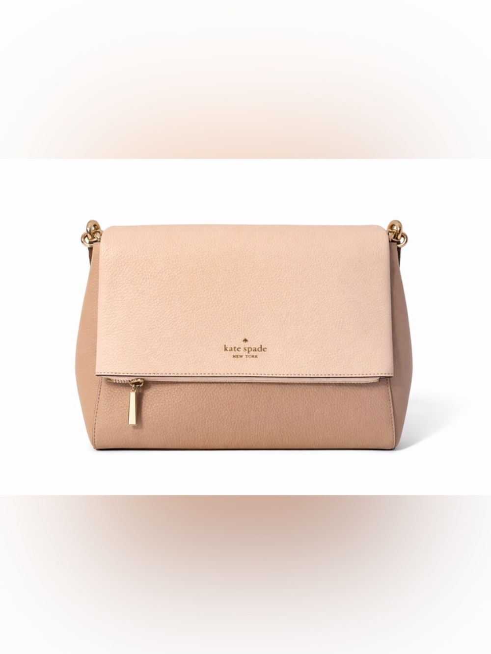 kate spade Blush Pink Leather Fold-Over Clutch with Gold Hardware